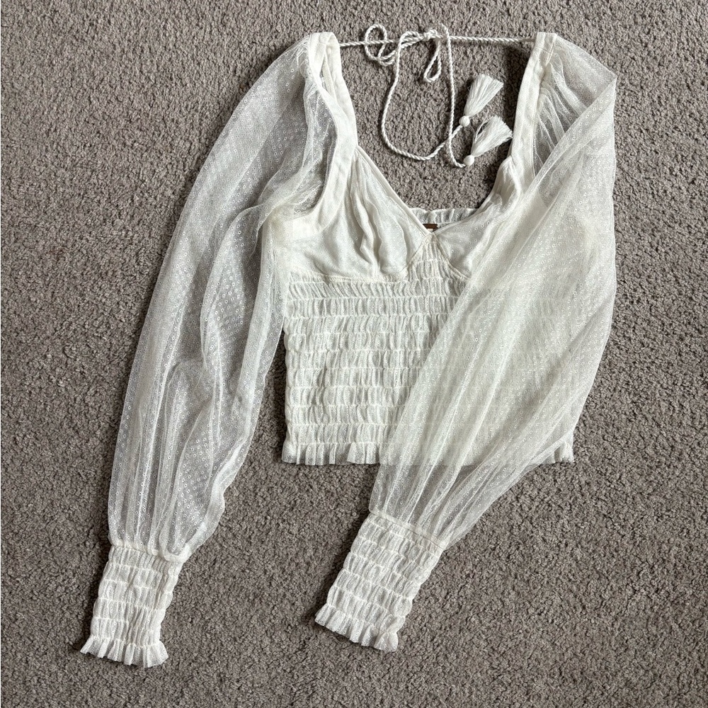 Free People Sheer White Blouse